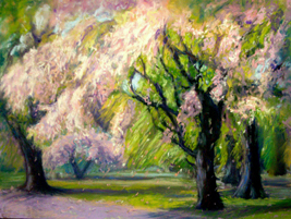 Spring at Boston Garden - pastel by Shuk Susan Lee