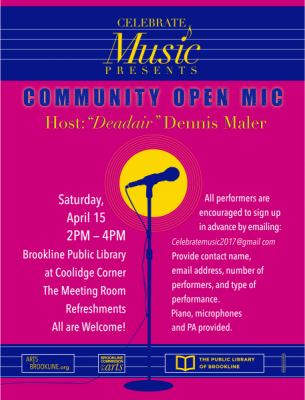 Open Mic at The Meeting Room, Coolidge Corner Library, Brookline